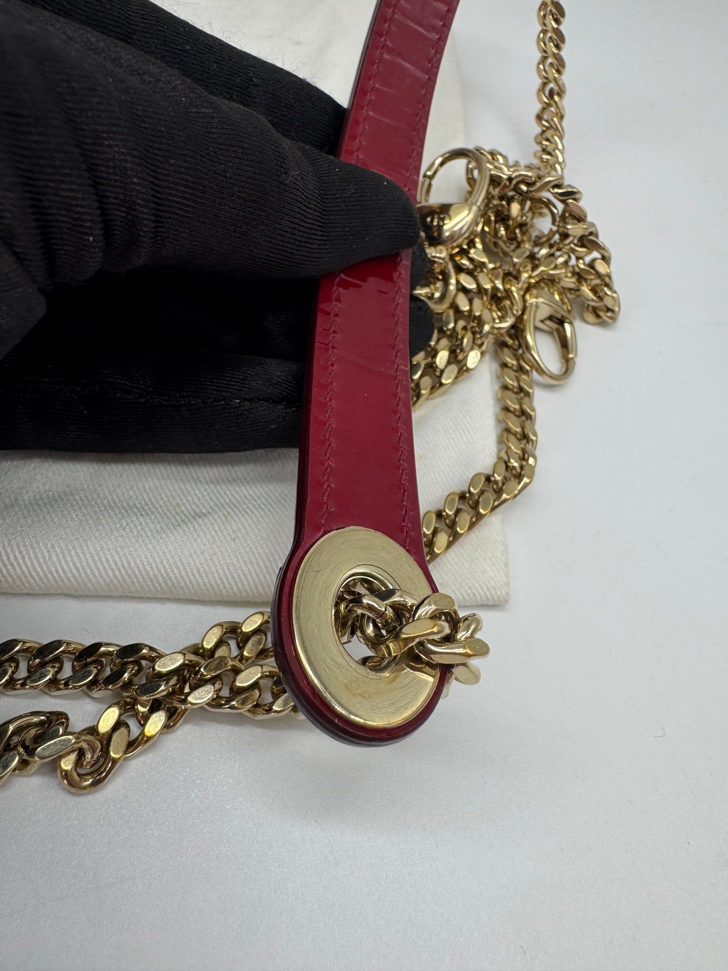 Pre-owned Certified Lady Dior Mini Dark Cherry Red Patent Leather Golden Hardware, 2017, w/ full set