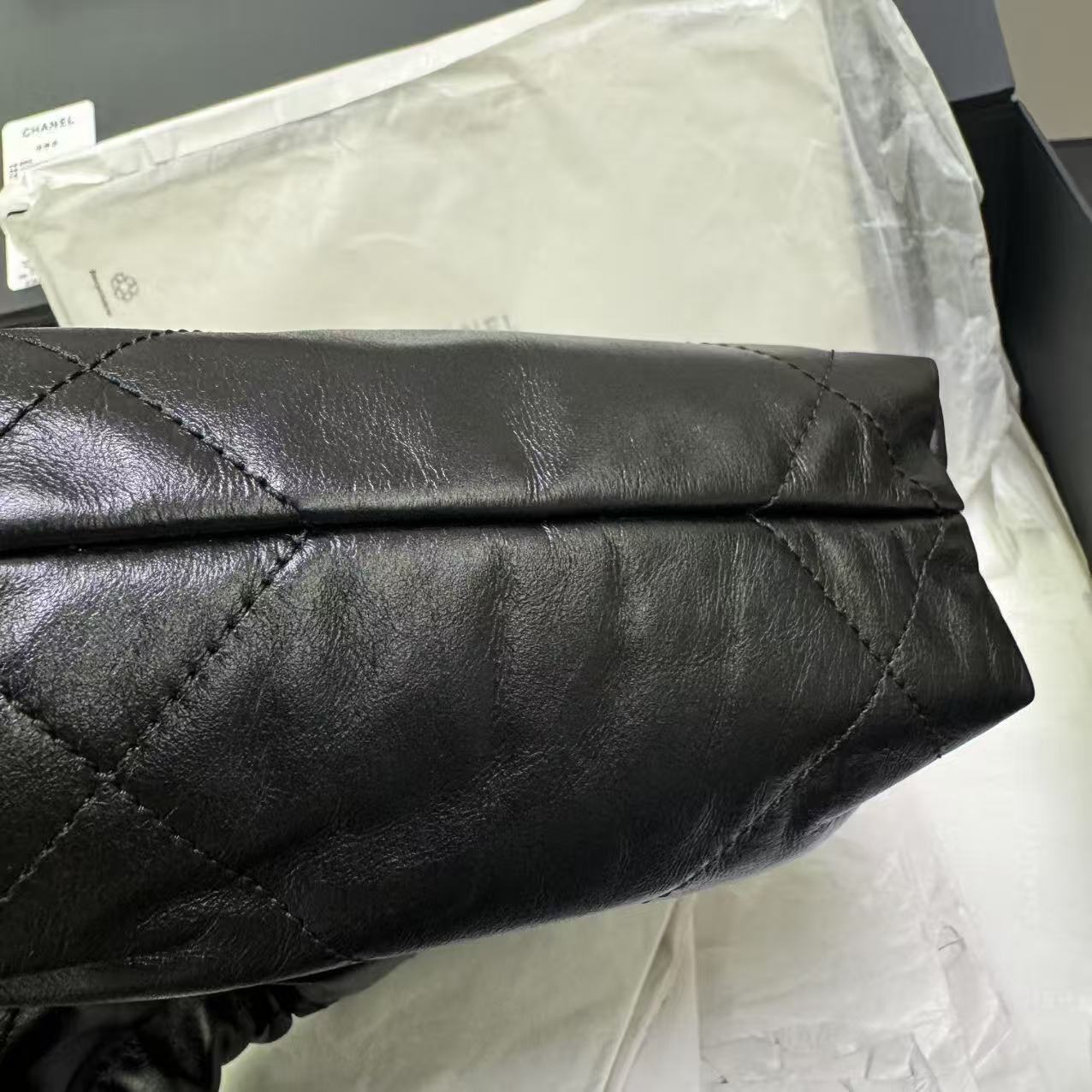 Pre-owned Certified Chanel Mini 22Bag Black Lambskin Golden Hw, Microchipped, w/ Full Set - Box, dust bag