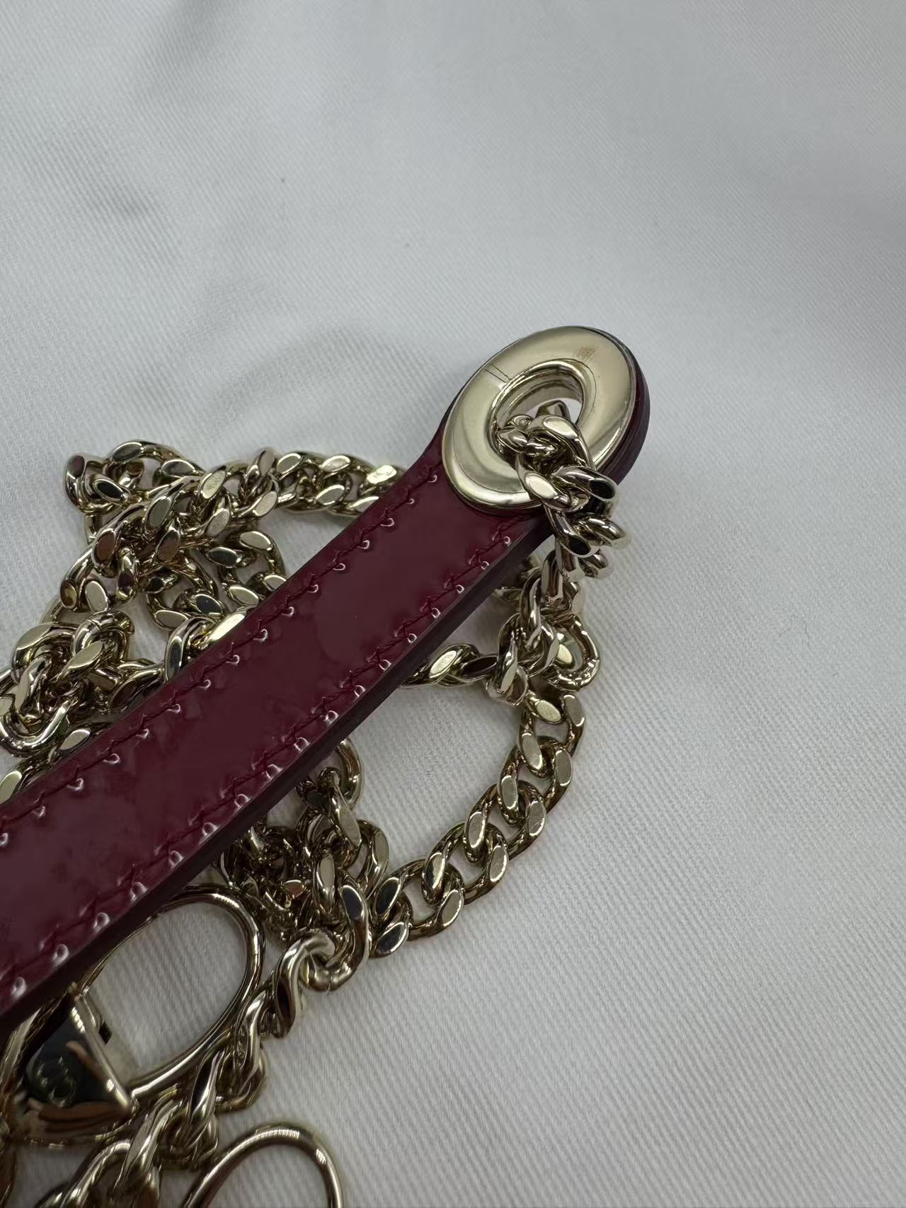 Pre-owned Certified Dior Mini Lady Dior in Dark Red Patent Leather with Golden Hardware, 2019, w/ Full set