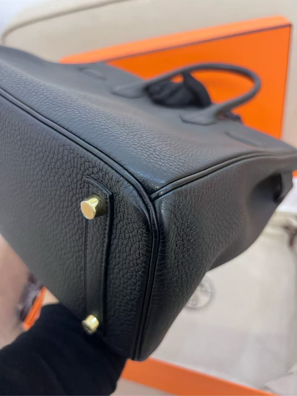 Pre-owned Hermes Birkin 30 Black Togo Golden Hw, 2012, w/ lock&key with clochette, dust bag