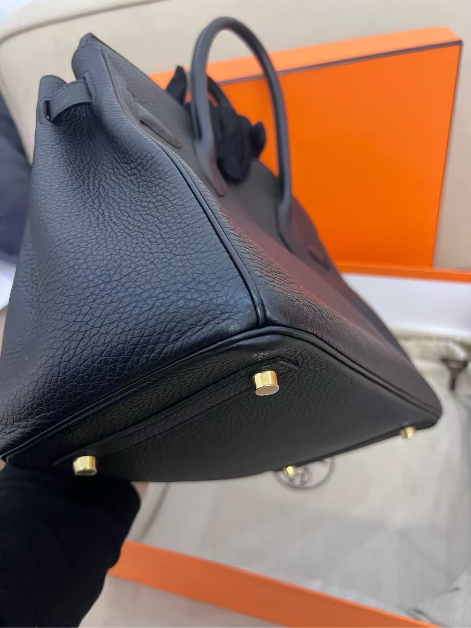 Pre-owned Hermes Birkin 30 Black Togo Golden Hw, 2012, w/ lock&key with clochette, dust bag