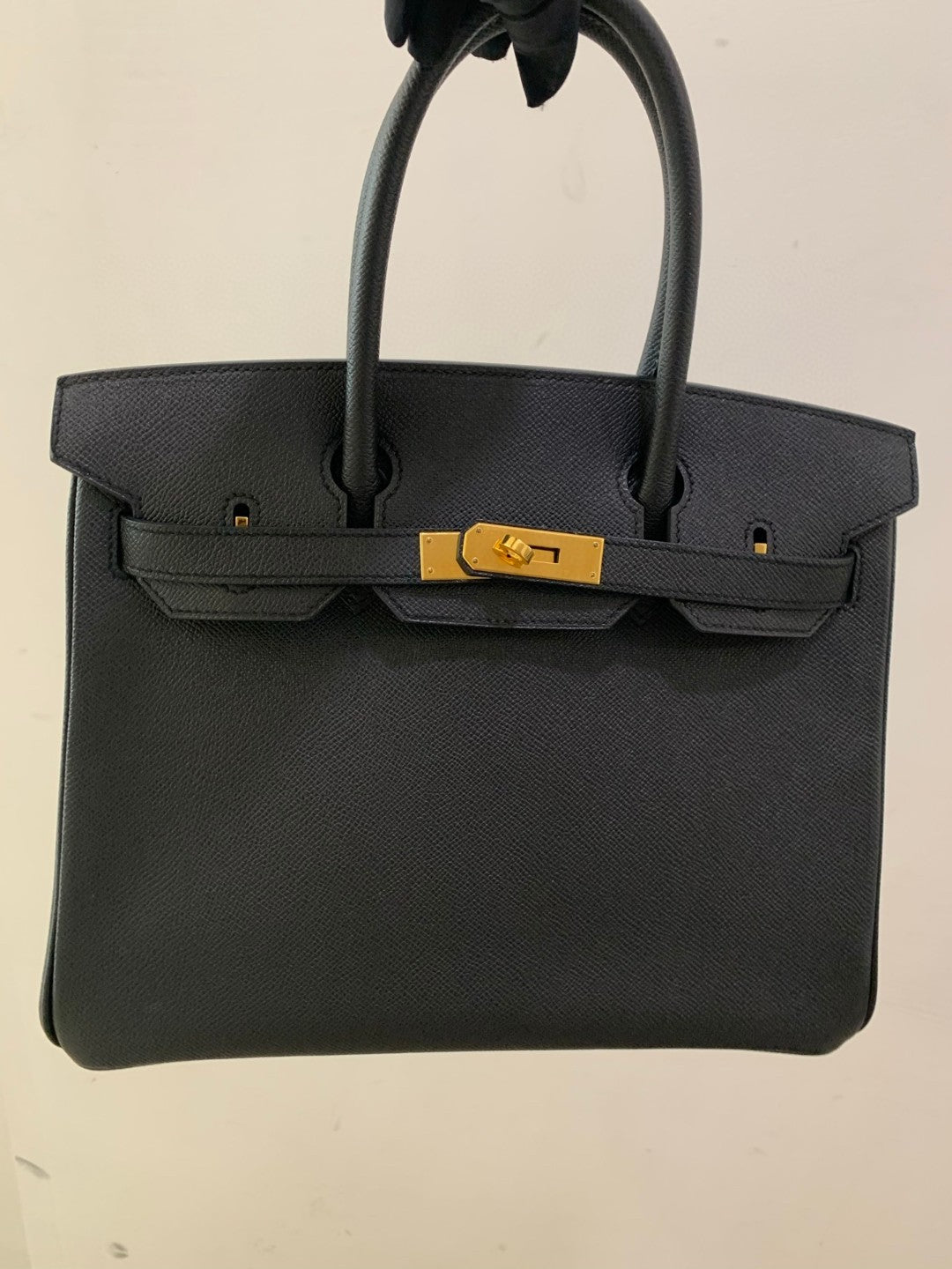 Pre-owned Certified Hermes Birkin 30 Black Epsom Leather Golden Hw, 2017, w/ lock&key, dust bag