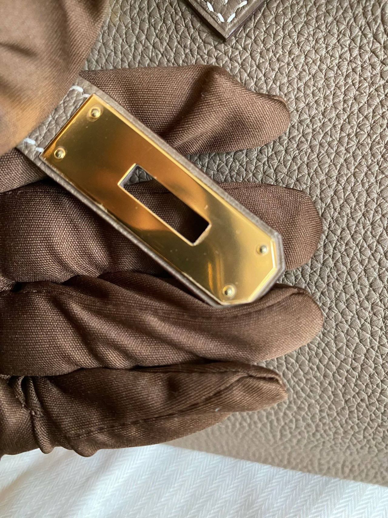 Pre-owned Certified Hermes Birkin 30 Etoupe 18 Togo Leather Golden Hardware, 2016 (X), with Full Set - box, dust bag, lock&key