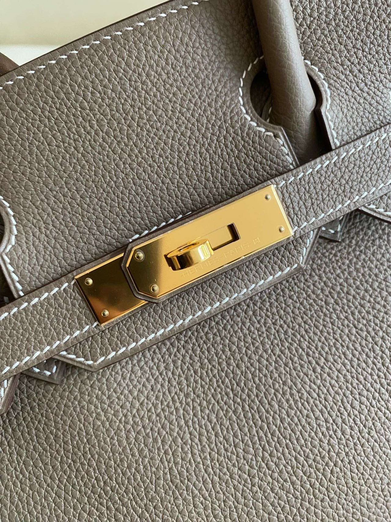 Pre-owned Certified Hermes Birkin 30 Etoupe 18 Togo Leather Golden Hardware, 2016 (X), with Full Set - box, dust bag, lock&key
