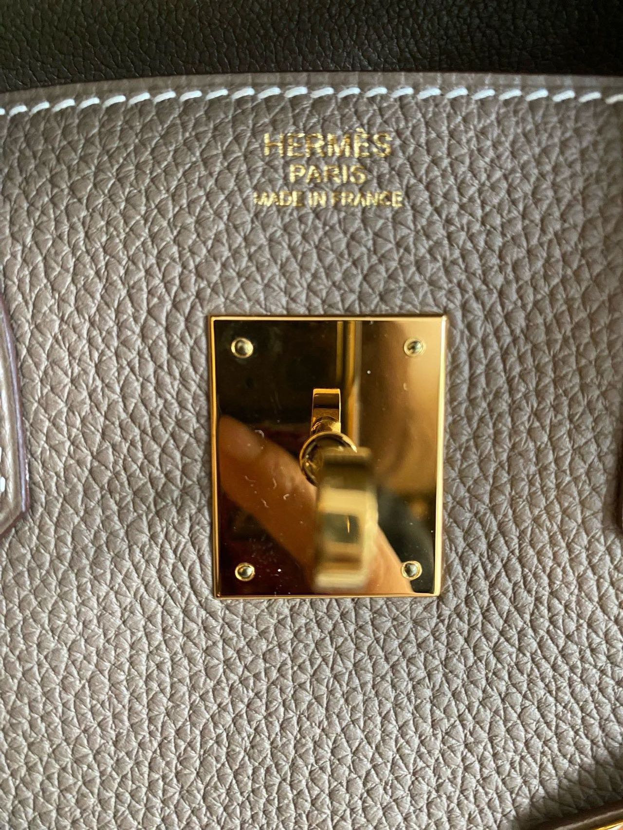 Pre-owned Certified Hermes Birkin 30 Etoupe 18 Togo Leather Golden Hardware, 2016 (X), with Full Set - box, dust bag, lock&key