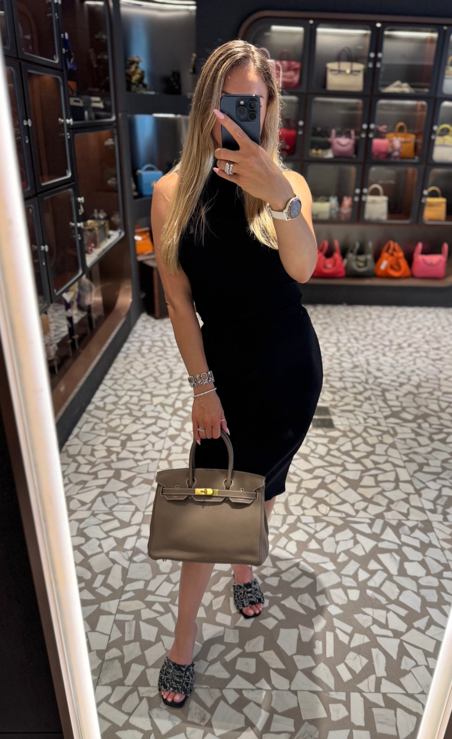 Pre-owned Certified Hermes Birkin 30 Etoupe 18 Togo Leather Golden Hardware, 2016 (X), with Full Set - box, dust bag, lock&key