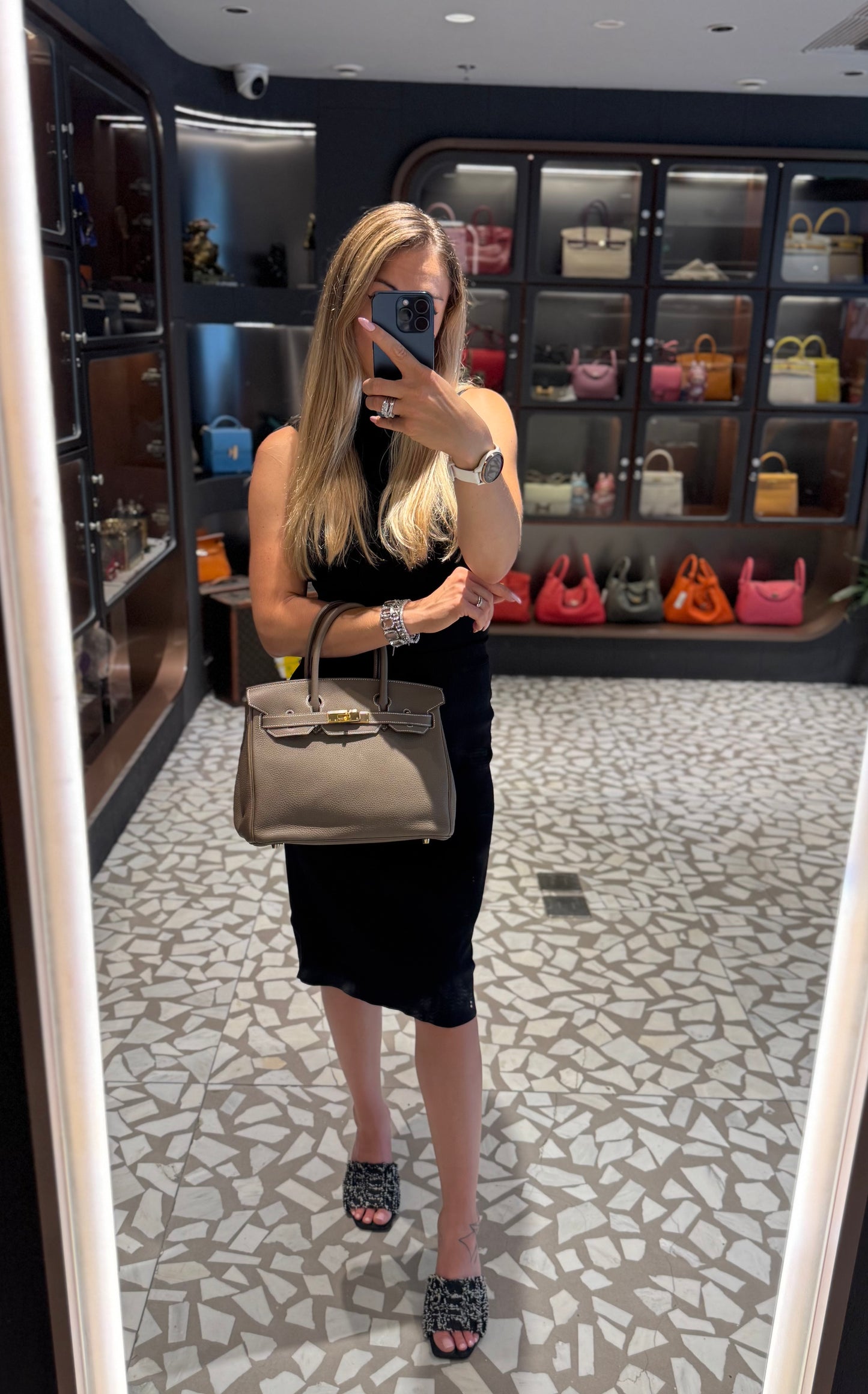 Pre-owned Certified Hermes Birkin 30 Etoupe 18 Togo Leather Golden Hardware, 2016 (X), with Full Set - box, dust bag, lock&key
