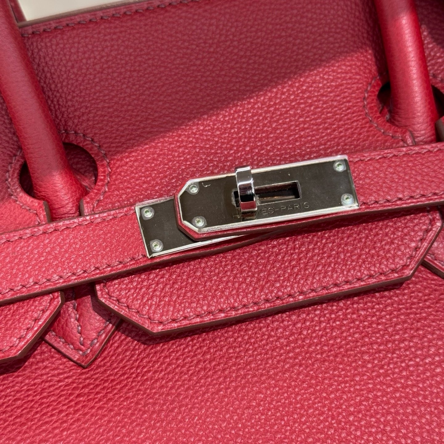 Pre-owned Certified Hermes Birkin 35 in 54 Rouge Garance Togo Leather with Silver Hardware, 2009, w/ full set