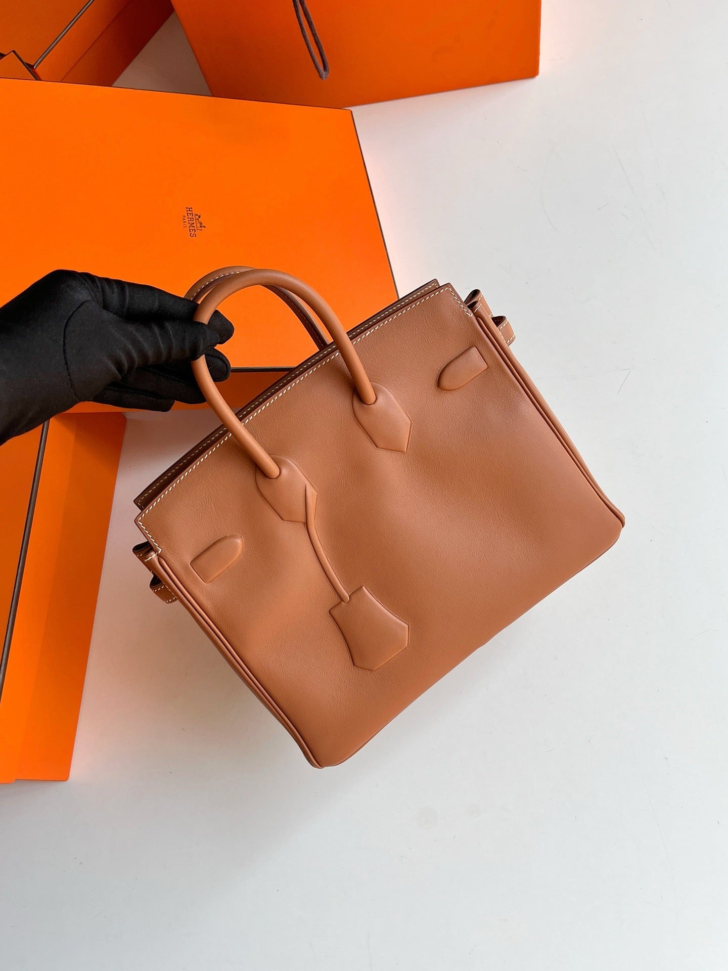 Pre-owned Hermes Birkin 25 Shadow Golden Brown, Full Set, 2020