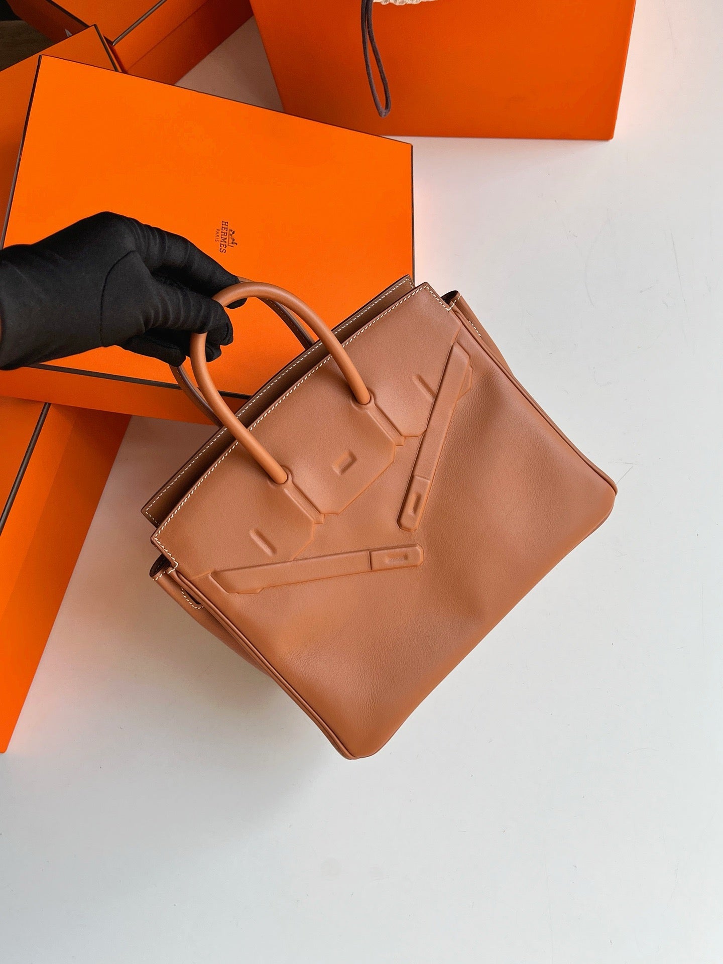 Pre-owned Hermes Birkin 25 Shadow Golden Brown, Full Set, 2020