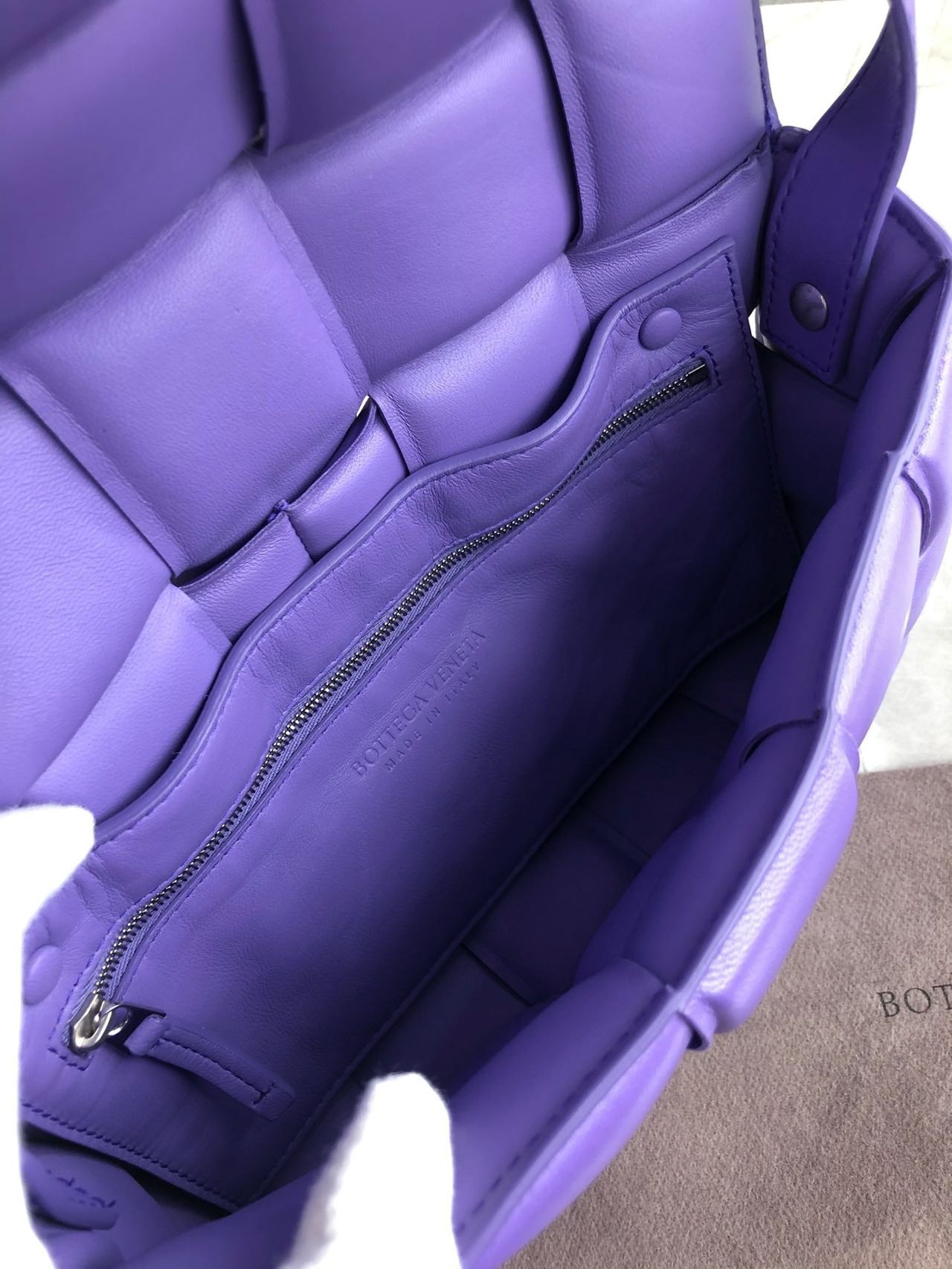 Pre-owned Certified Bottega Veneta BV Padded Cassette in Purple Intrecciato Lambskin, w/ dust bag