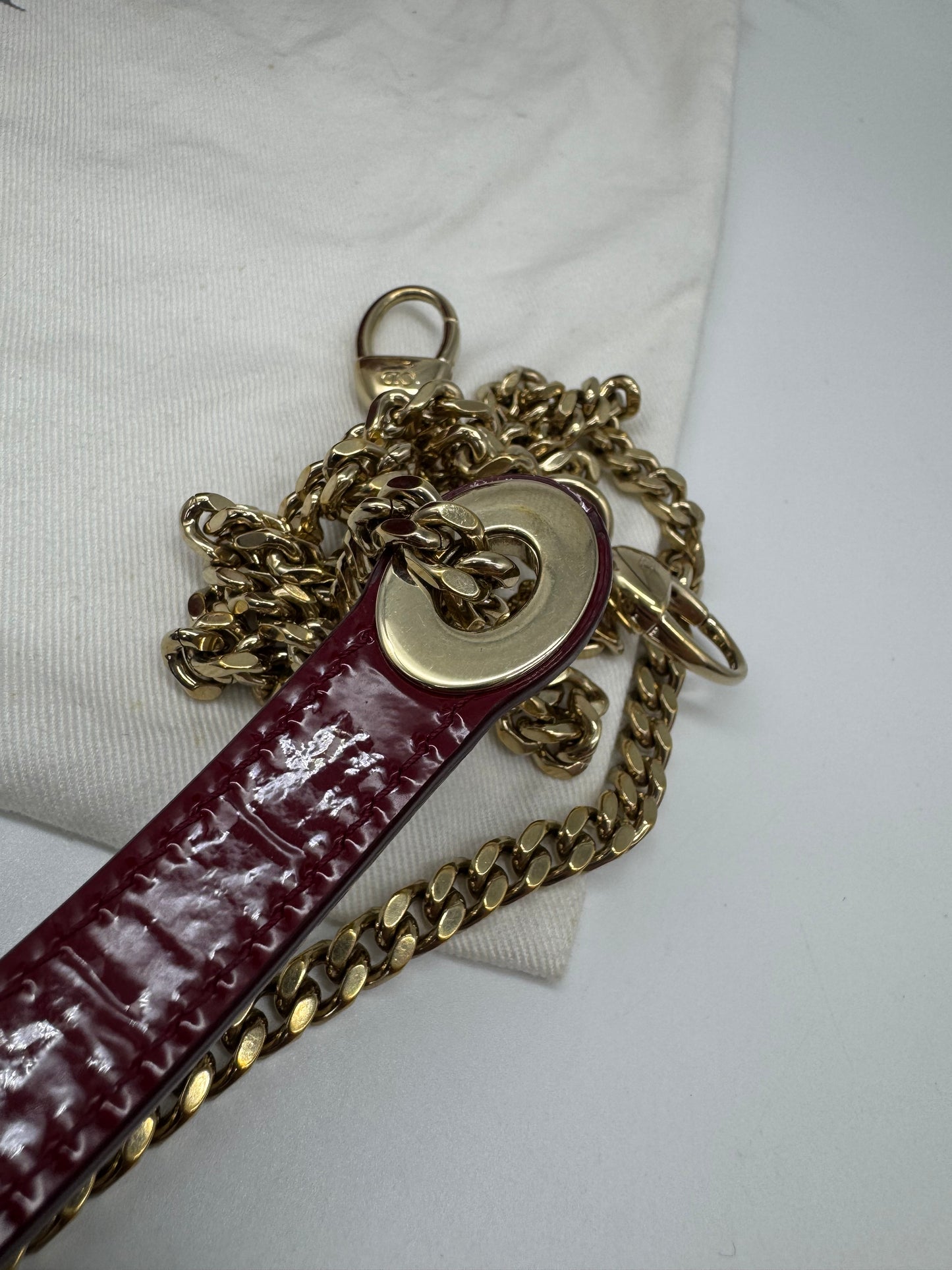 Pre-owned Certified Lady Dior Mini Dark Cherry Red Patent Leather Golden Hardware, 2017, w/ full set