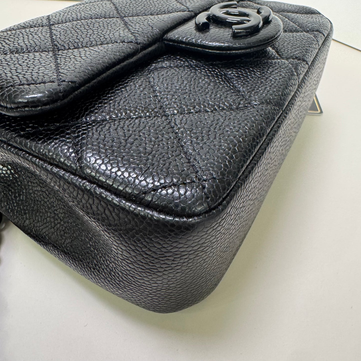 Pre-owned Certified Chanel Incognito Mini Square So Black Caviar Leather, 2020, w/ Full Set - Chanel card, box, dust bag