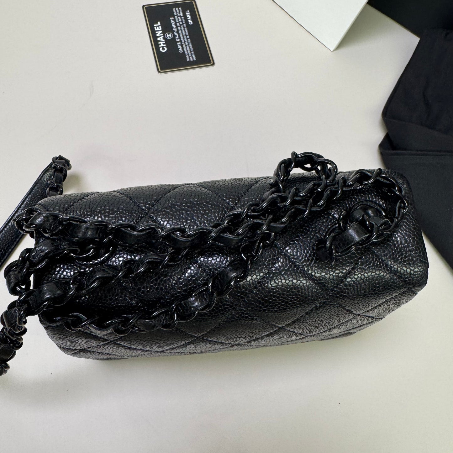 Pre-owned Certified Chanel Incognito Mini Square So Black Caviar Leather, 2020, w/ Full Set - Chanel card, box, dust bag