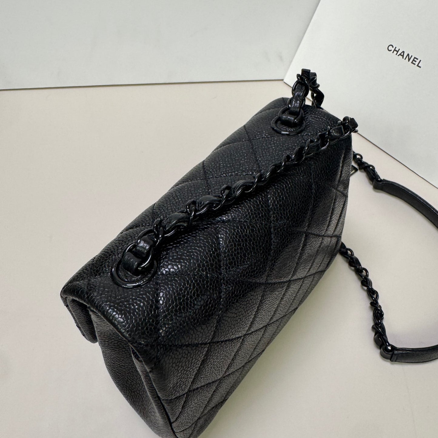Pre-owned Certified Chanel Incognito Mini Square So Black Caviar Leather, 2020, w/ Full Set - Chanel card, box, dust bag
