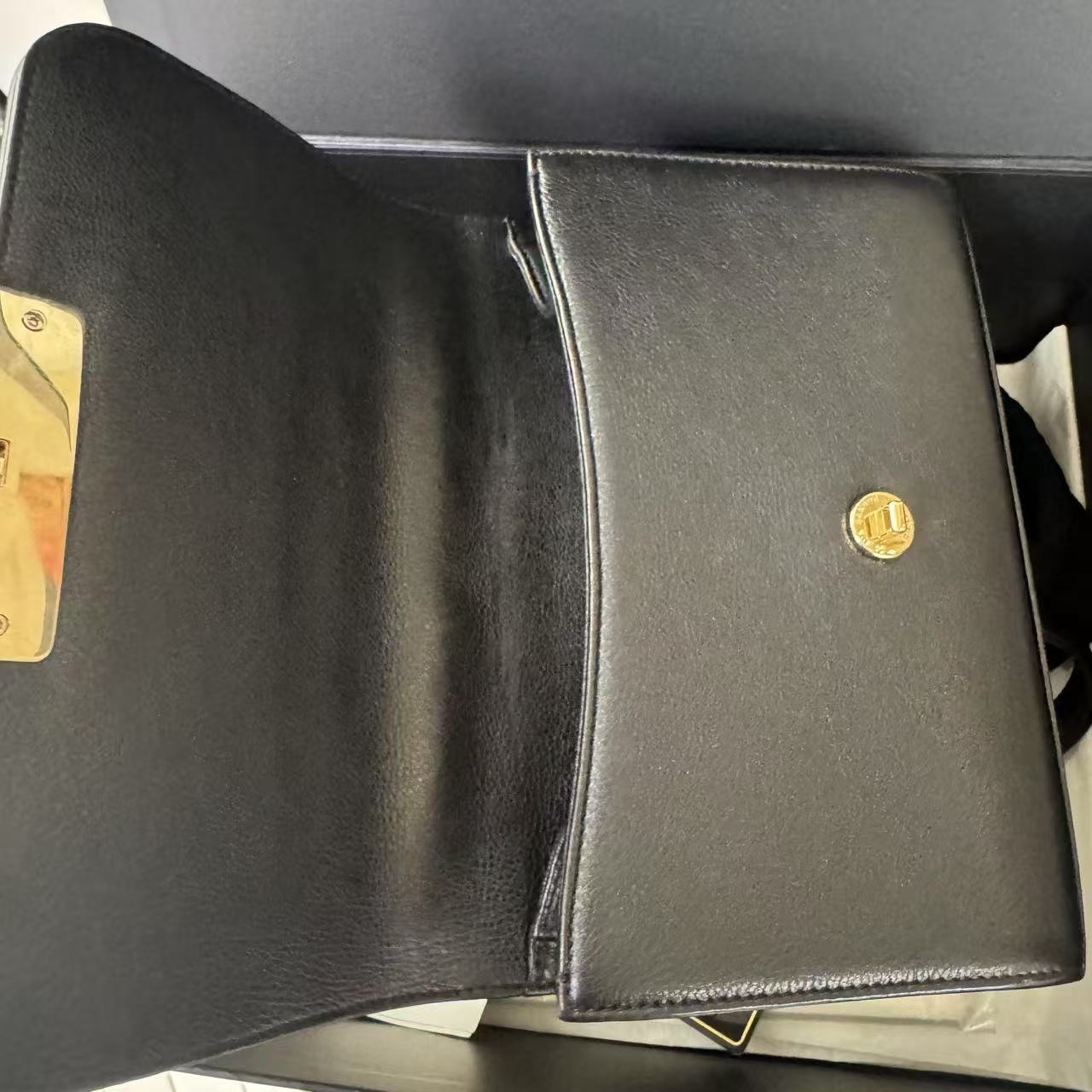 Pre-owned Chanel Clic Flap Small in Black Calfskin with Champagne Golden Hardware, 2017, Full Set