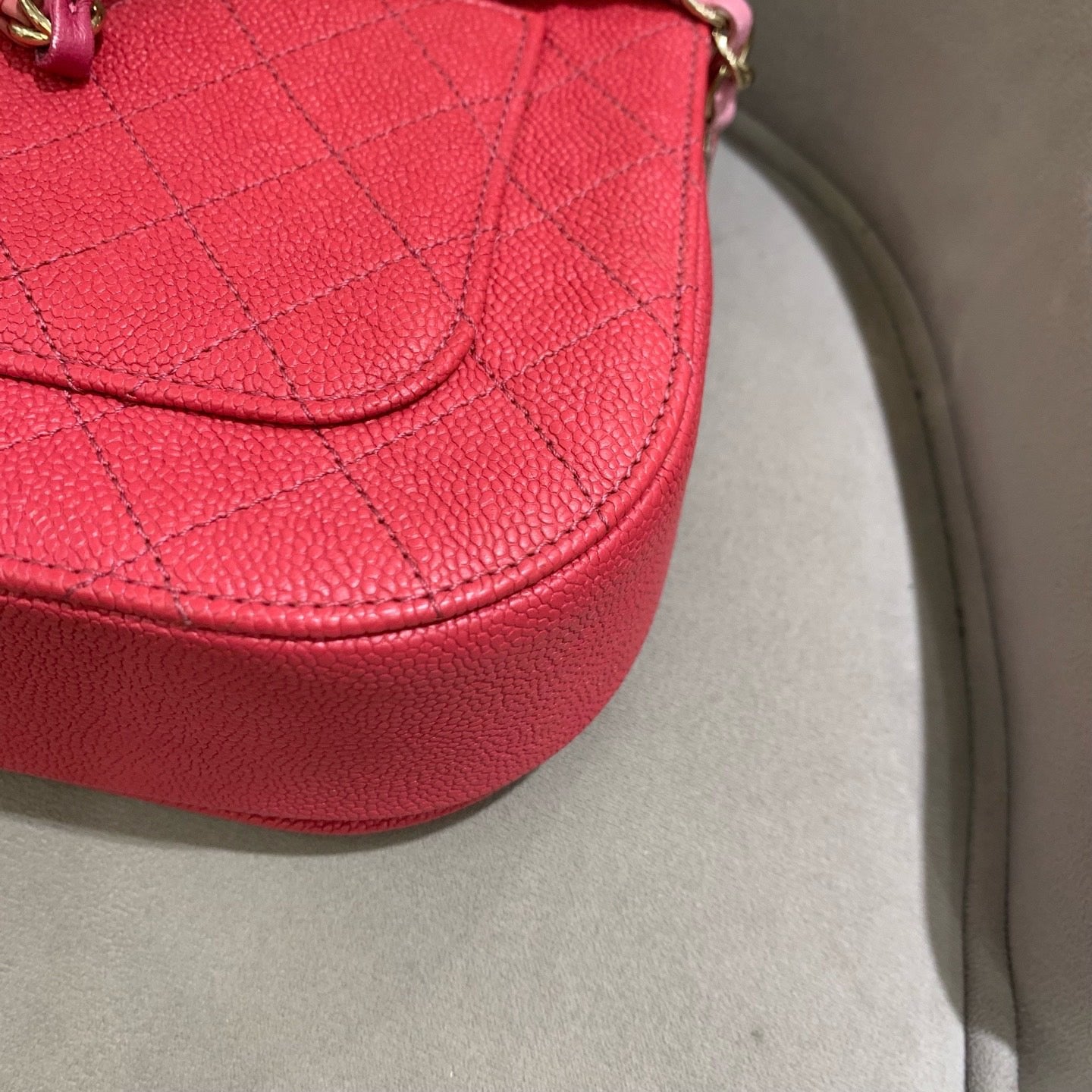 Pre-owned Certified Chanel Coco Cuba Flap Top Handle Coral Red Caviar Leather Golden Hardware, 2018, w/ Chanel box, dust bag