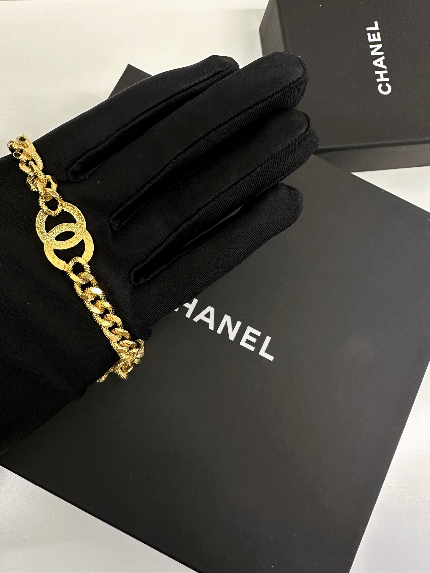 Pre-owned Certified Chanel Double CC Golden Chocker with Crystals, Not Used, 2024, w/ box