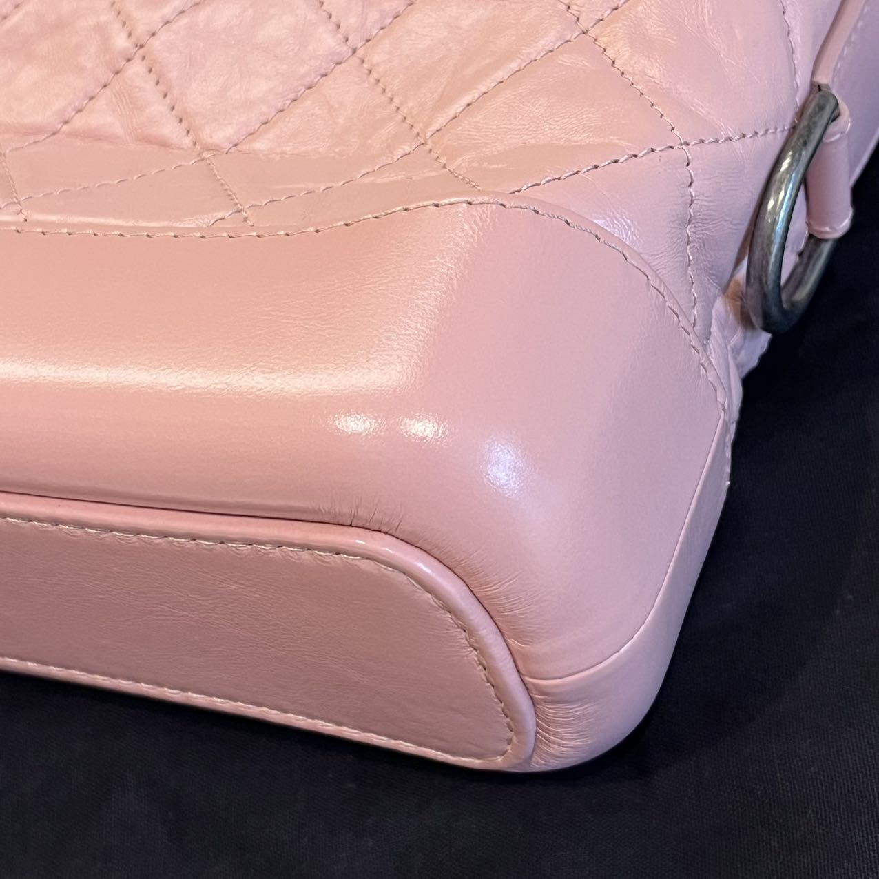 Pre-owned Certified Chanel Gabrielle Hobo Small Sakura Pink Aged Calfskin, mid-2019, w/ Full Set - Chanel box, dust bag, Chanel card