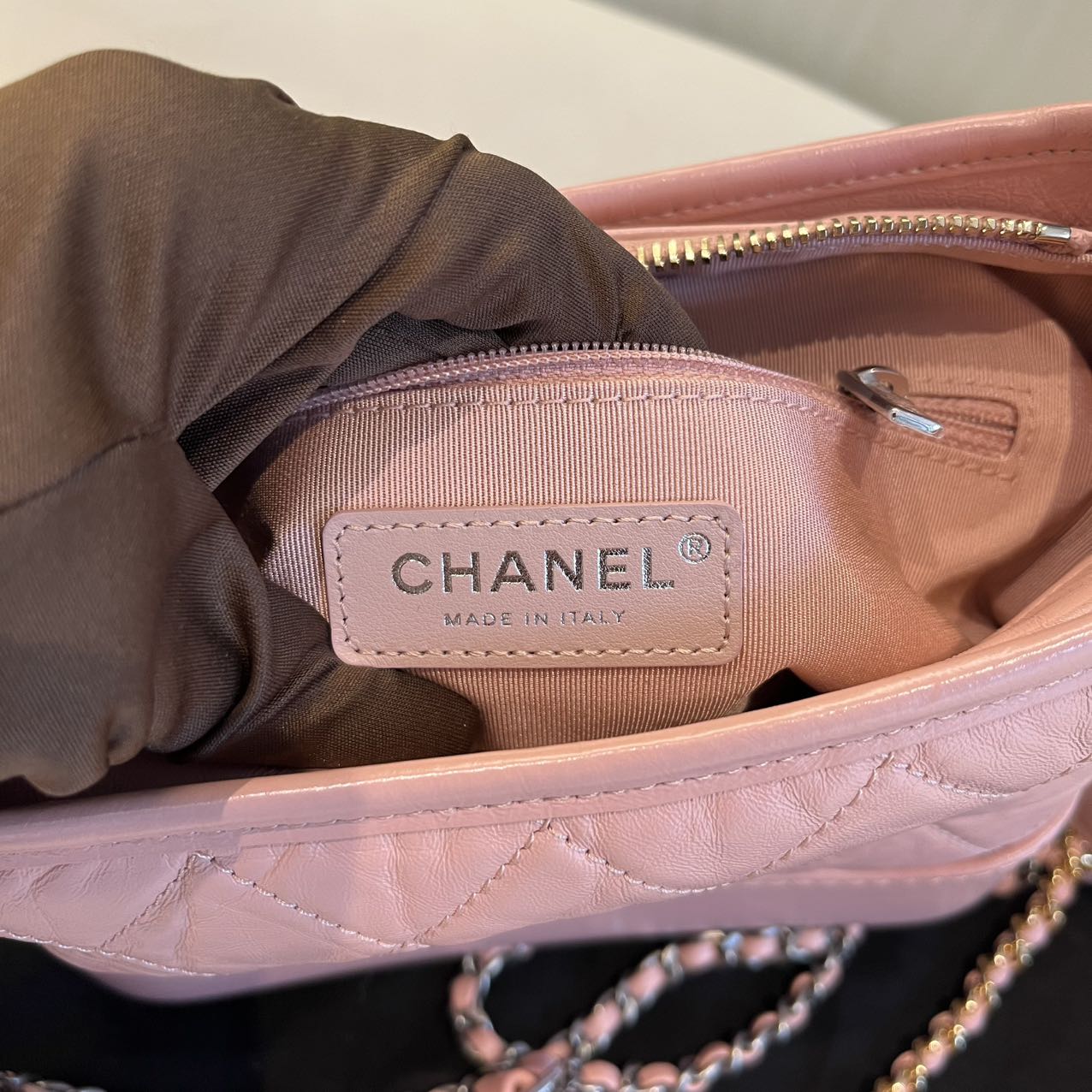 Pre-owned Certified Chanel Gabrielle Hobo Small Sakura Pink Aged Calfskin, mid-2019, w/ Full Set - Chanel box, dust bag, Chanel card