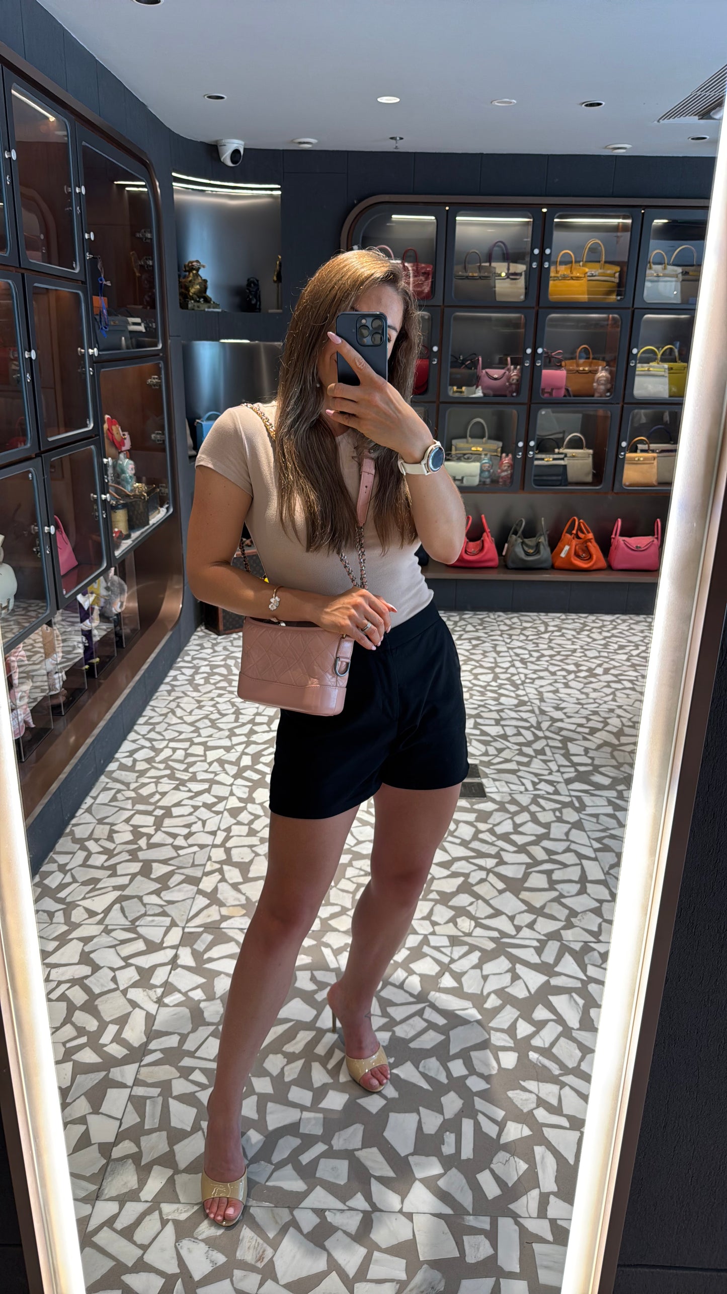 Pre-owned Certified Chanel Gabrielle Hobo Small Sakura Pink Aged Calfskin, mid-2019, w/ Full Set - Chanel box, dust bag, Chanel card