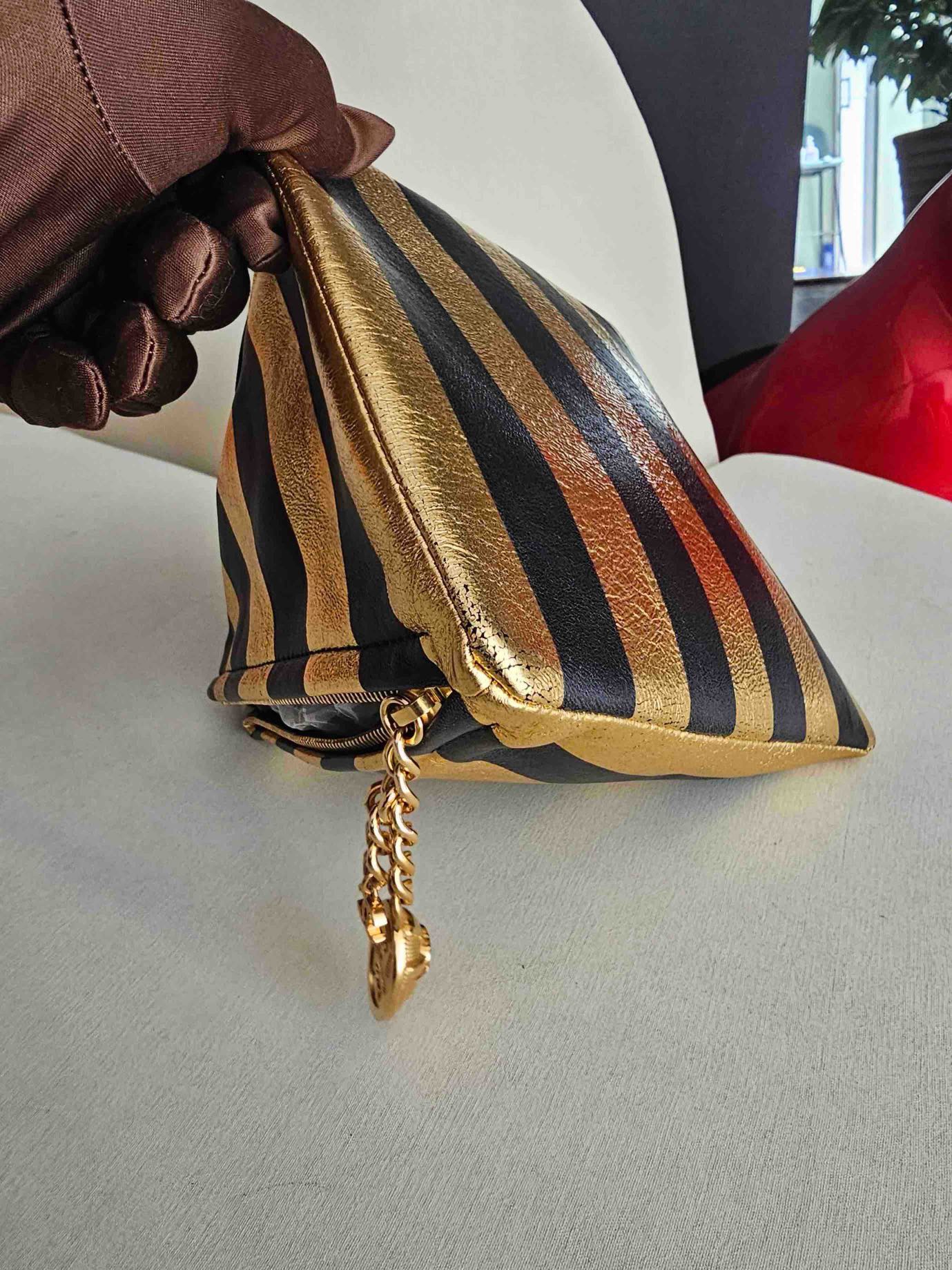 Pre-owned Certified Chanel Kheops Pyramid Bag in Gold and Black Lambksin with Golden Hardware, 2019 pre-fall, w/ card, dust bag