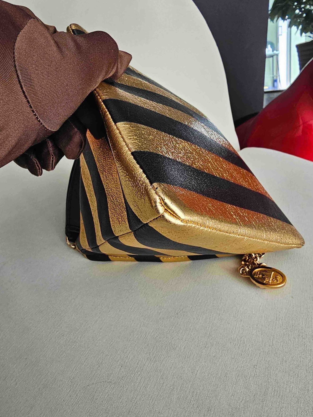 Pre-owned Certified Chanel Kheops Pyramid Bag in Gold and Black Lambksin with Golden Hardware, 2019 pre-fall, w/ card, dust bag