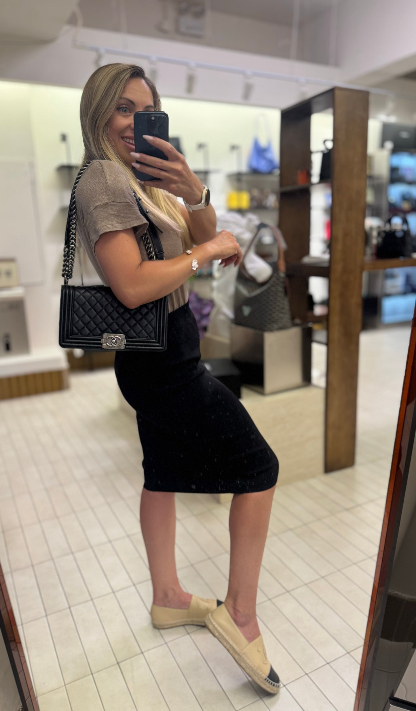 Pre-owned Certified Chanel Medium Boy Bag Black Calfskin Dark Silver Hw, 2016, w/ box, dust bag