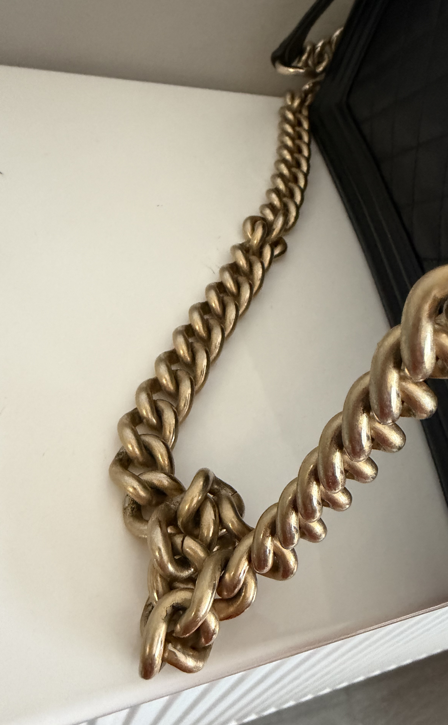 Pre-owned Certified Chanel Medium Boy Bag in Black Caviar Leather with Golden Hardware, 2019-2020, w/ Box, dust bag, authenticity code sticker