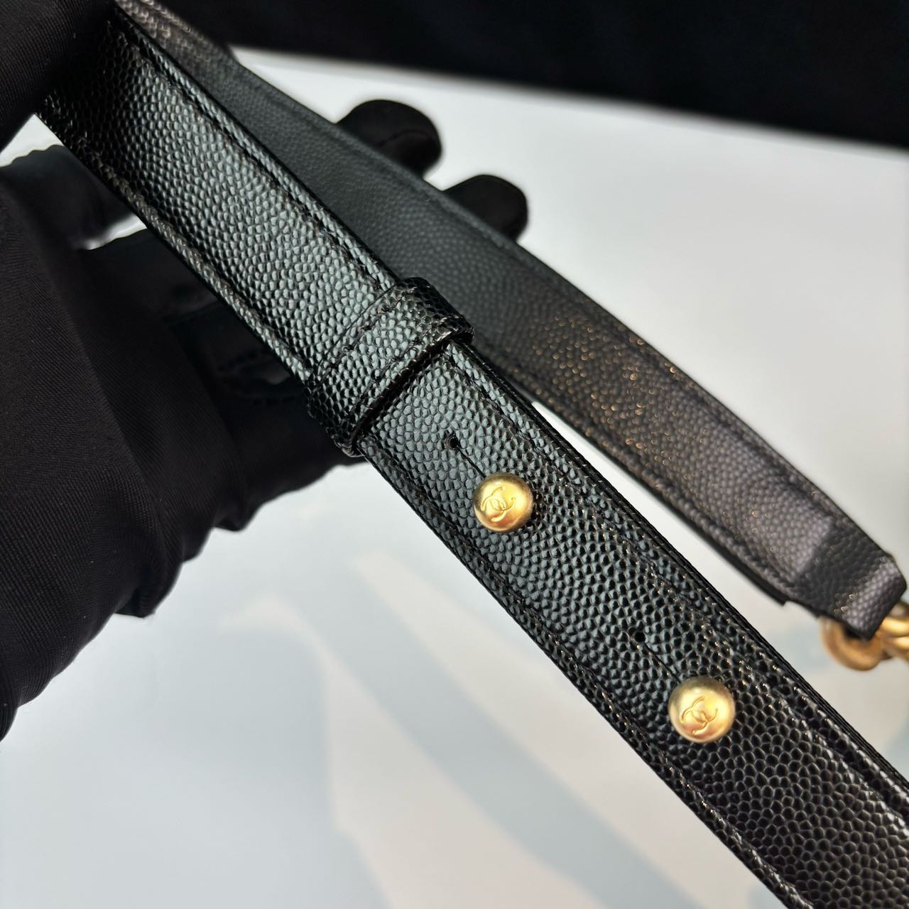 Pre-owned Certified Chanel Medium Boy Bag in Black Caviar Leather with Golden Hardware, 2024, w/ full set