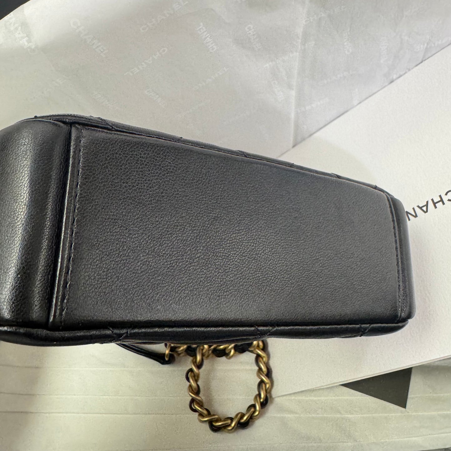 Pre-owned Certified Chanel Side Note Flap Bag Black Lambskin Golden Hardware, 2023 Microchipped, w/ Full Set