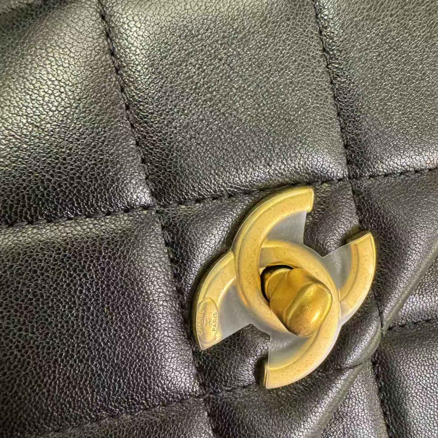 Pre-owned Certified Chanel Side Note Flap Bag Black Lambskin Golden Hardware, 2023 Microchipped, w/ Full Set
