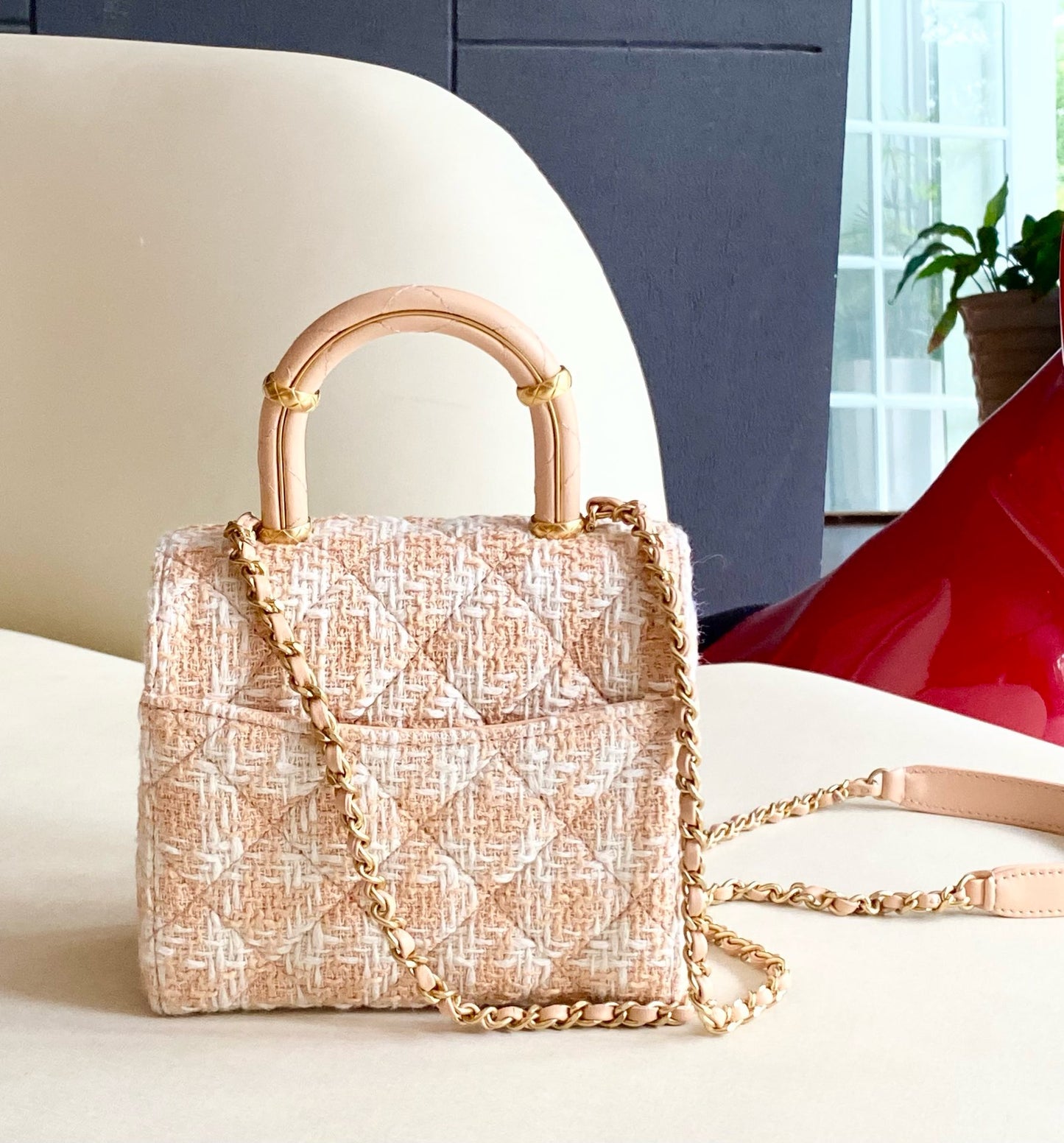 Pre-owned Brand New 23S Tweed Handle Crush Top Handle, 2023, Microchipped with Full Set