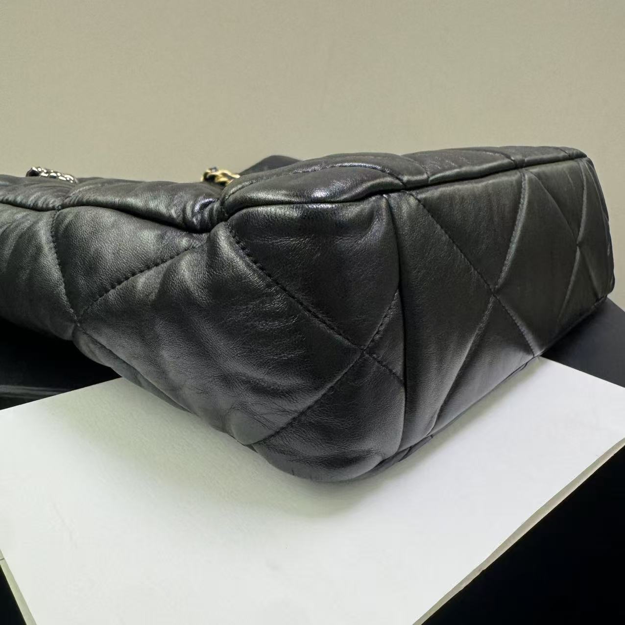 Pre-owned Certified Chanel 19 Shopper Tote Black Lambskin Golden Hw, 2023 Microchipped, w/ Full set - Chanel box, dust bag