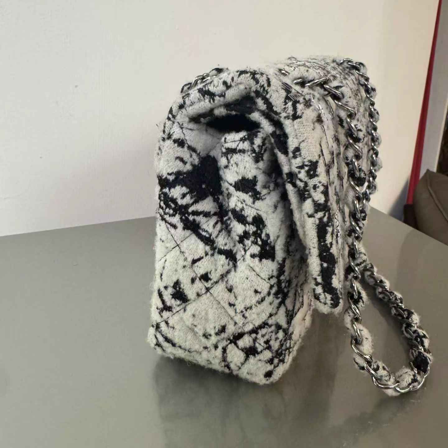 Pre-owned Certified Limited Chanel Medium Timeless Double Classic Flap, Tweed with Herringbone Pattern, 2017-2018, w/ box, dust bag