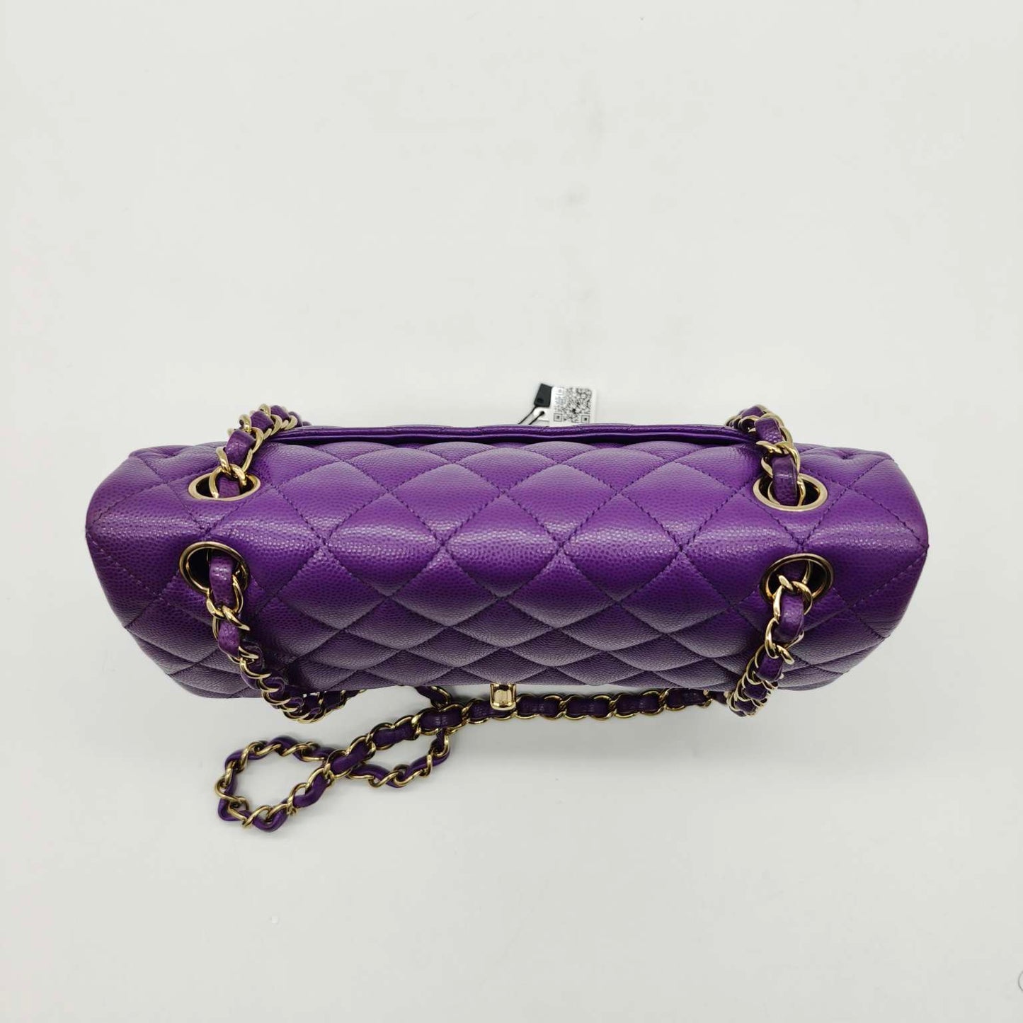 Pre-owned Chanel Classic Flap Small Double Flap Limited Seasonal Edition Royal Purple Caviar Leather Golden Hardware, Microchipped 2022, w/ full set