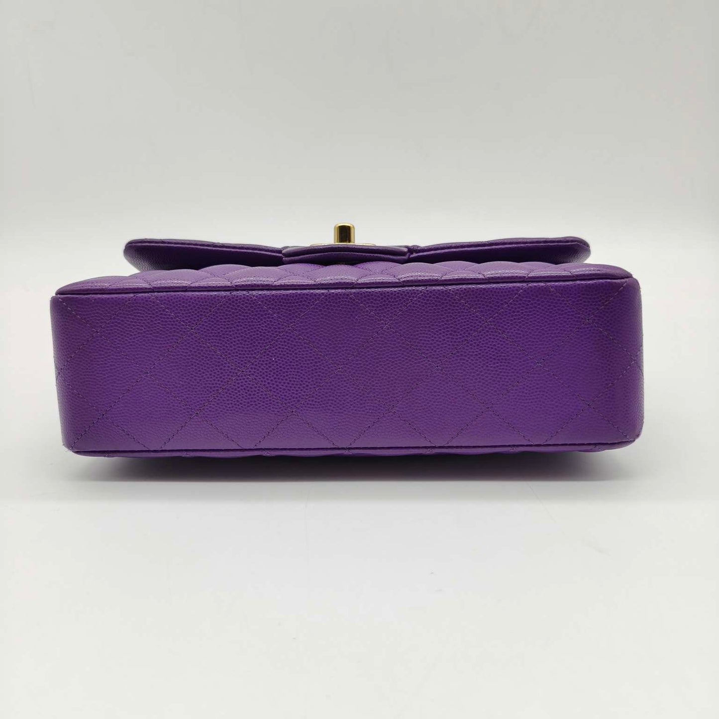 Pre-owned Chanel Classic Flap Small Double Flap Limited Seasonal Edition Royal Purple Caviar Leather Golden Hardware, Microchipped 2022, w/ full set