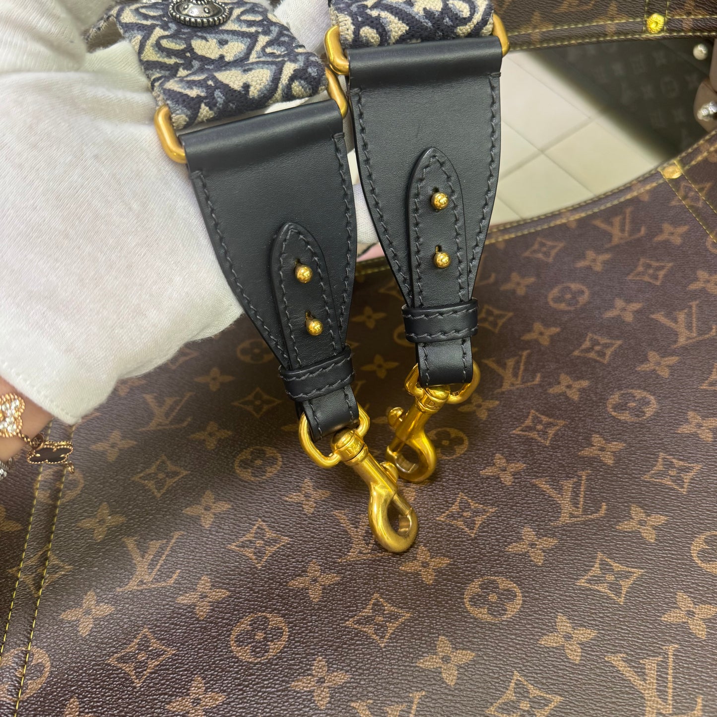 Pre-owned Dior Saddle Medium Blue Oblique Canvas Golden Hardware, 2018, Full Set with the Dior Strap