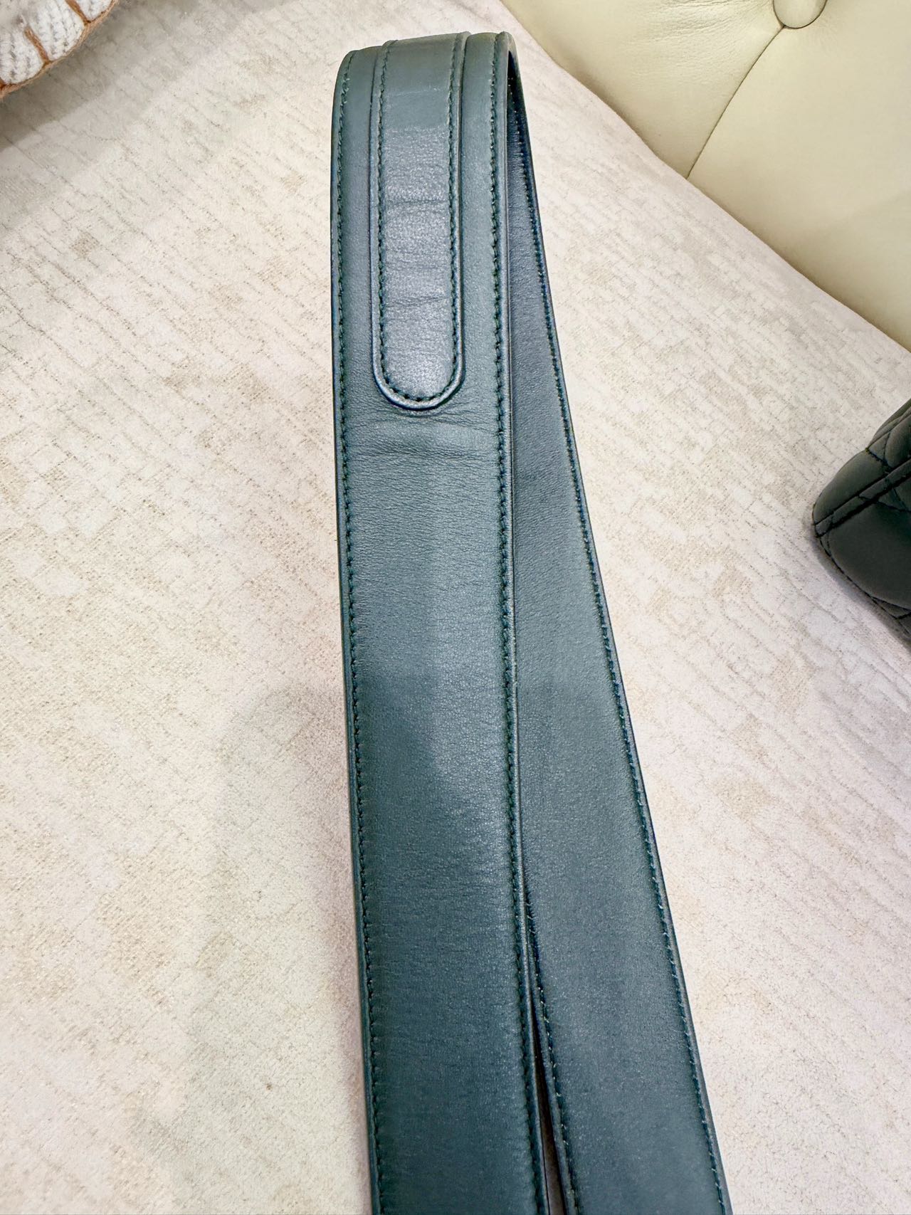 Pre-owned Certified Dior Small Lady Dior in Dark Green Lambskin with Golden Hardware, w/ strap