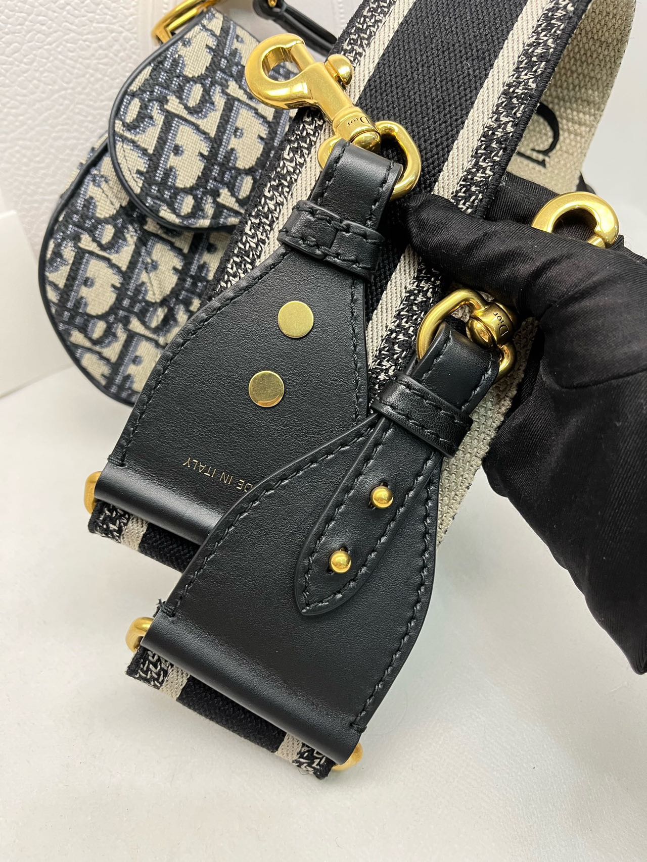 Pre-owned Certified Dior Mini Saddle in Blue Oblique Canvas, 2018, w/ full set