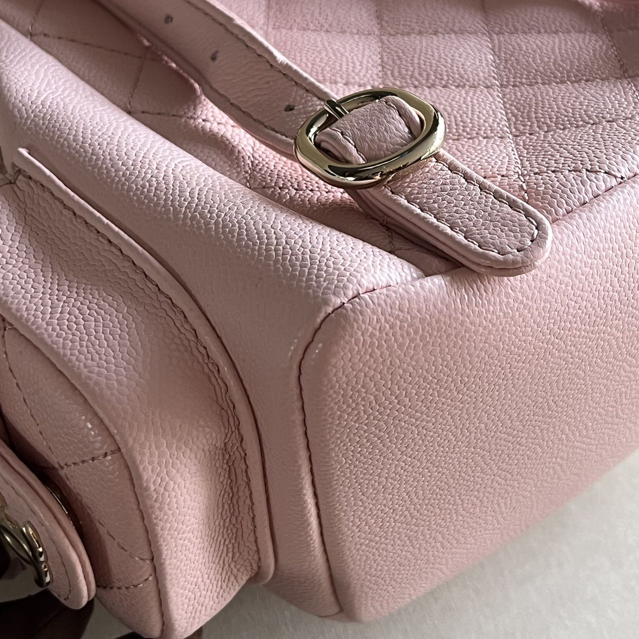 Pre-owned Brand New Chanel 23K Small Duma Backpack in Sakura Pink Caviar Leather with Light Gold Hardware, 2023, Full Set