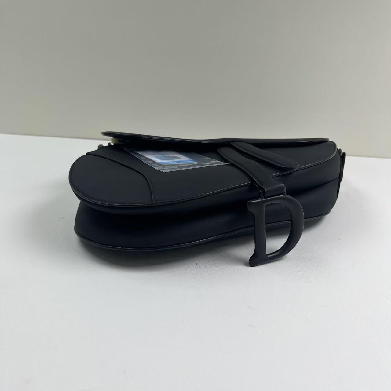Pre-owned Dior Saddle Medium So Black Matte Calfskin, 2022 new model, Full Set with leather strap