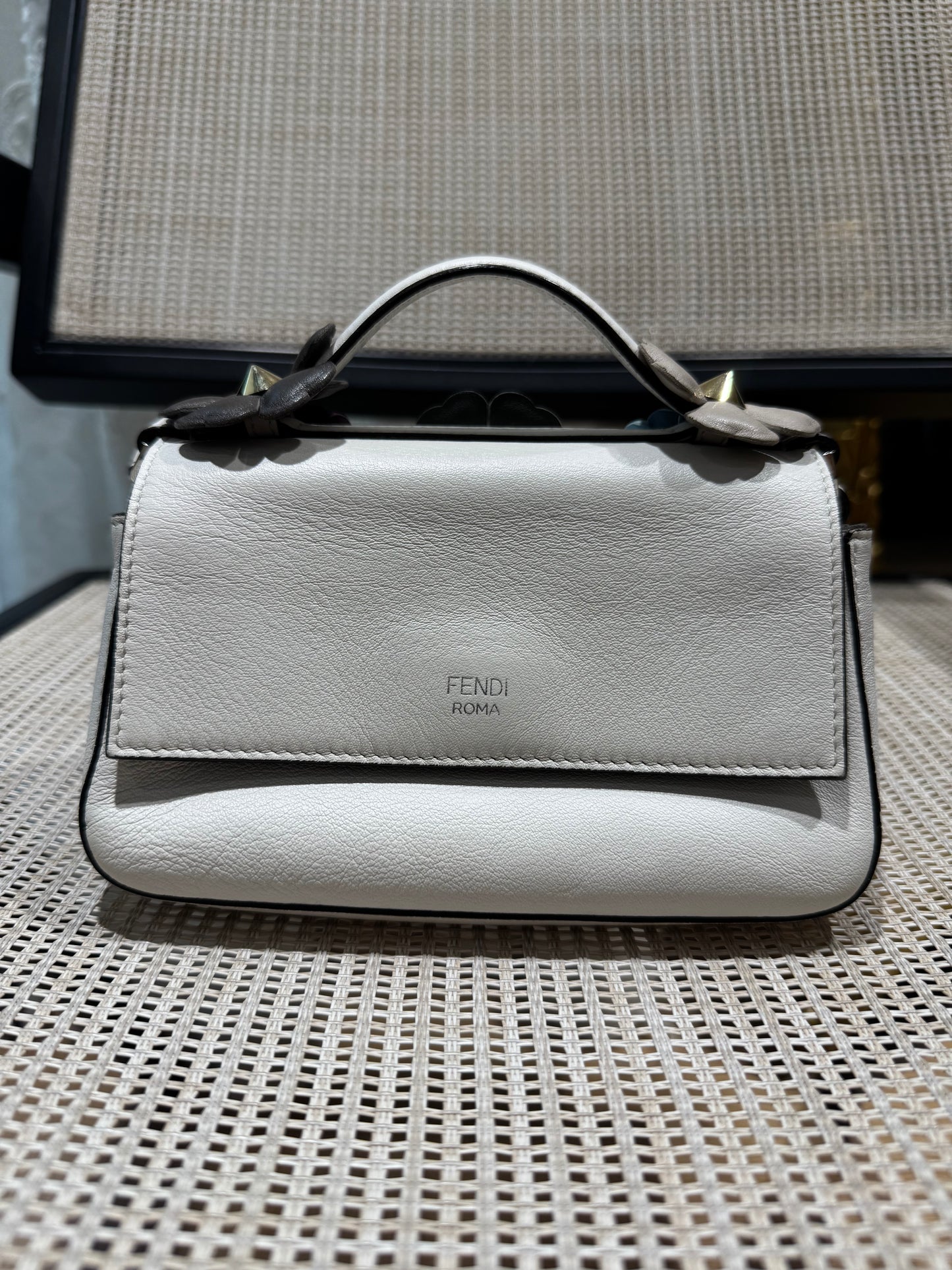 Pre-owned Certified Fendi Flowerland Micro Double Baguette