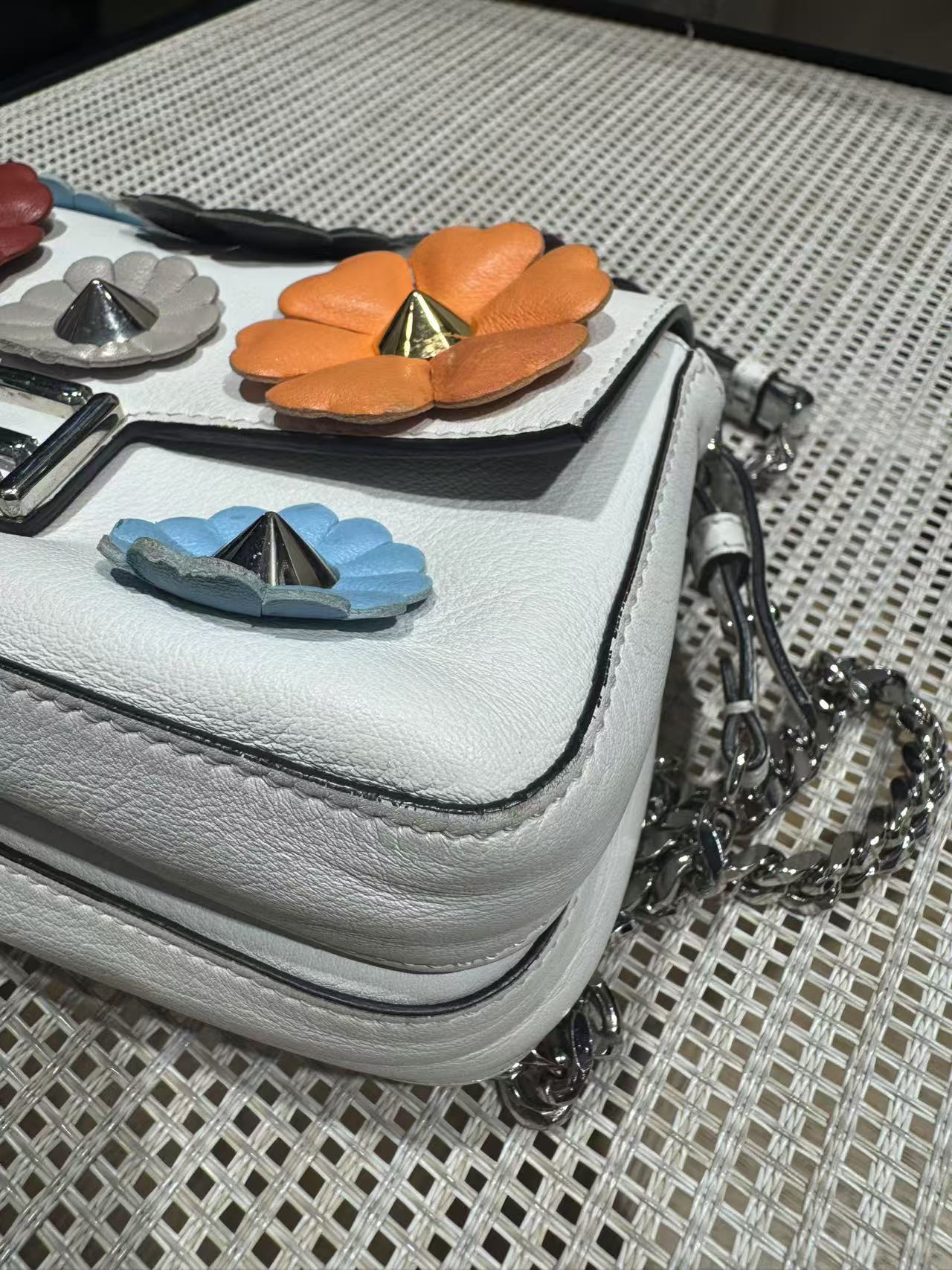 Pre-owned Certified Fendi Flowerland Micro Double Baguette