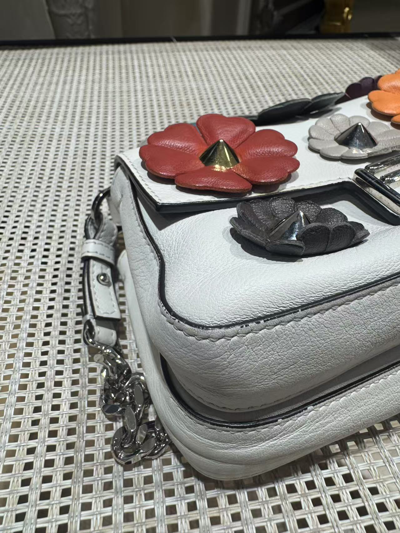 Pre-owned Certified Fendi Flowerland Micro Double Baguette