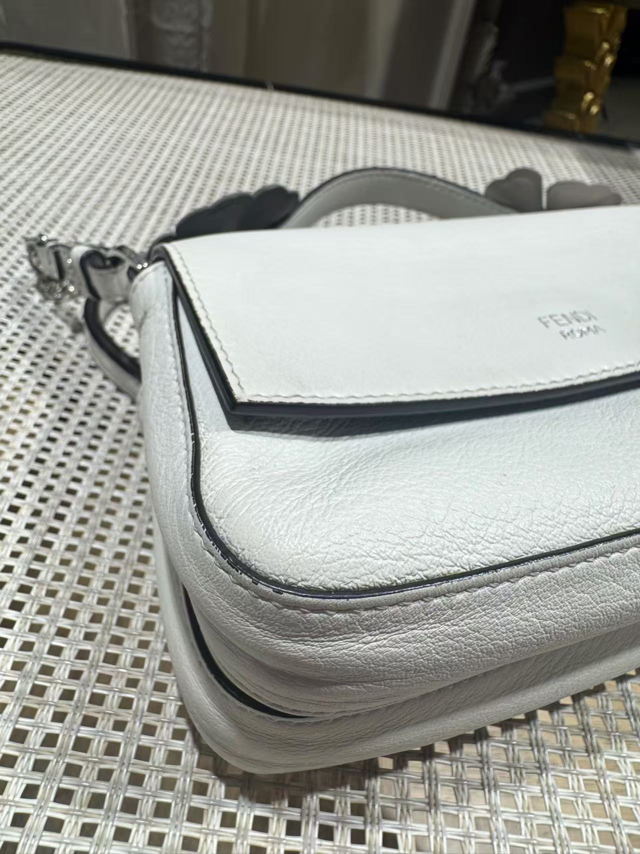 Pre-owned Certified Fendi Flowerland Micro Double Baguette