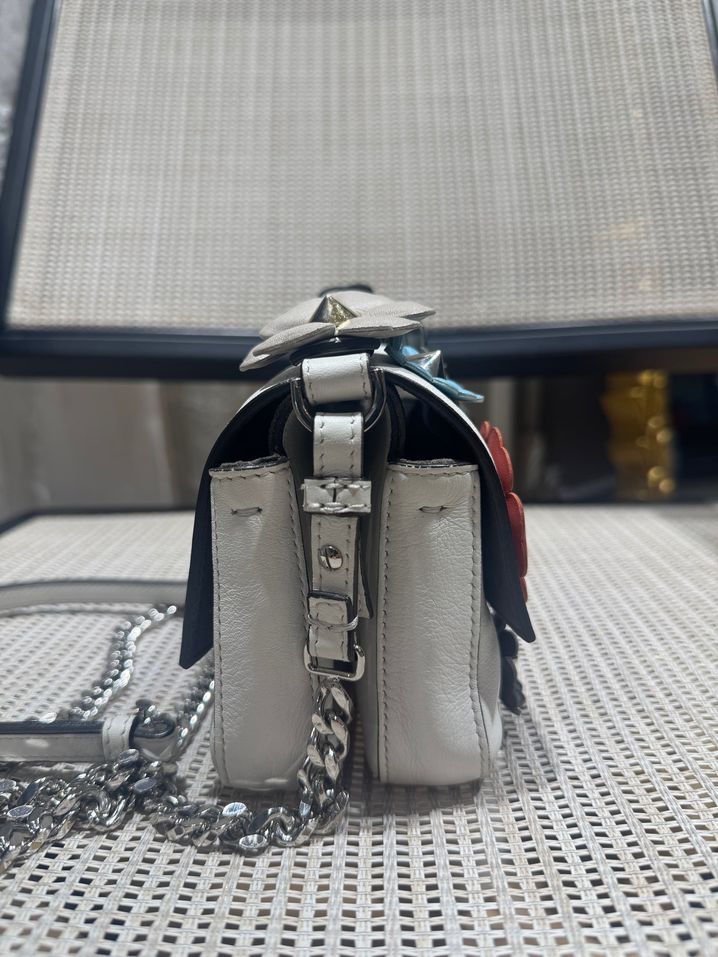 Pre-owned Certified Fendi Flowerland Micro Double Baguette