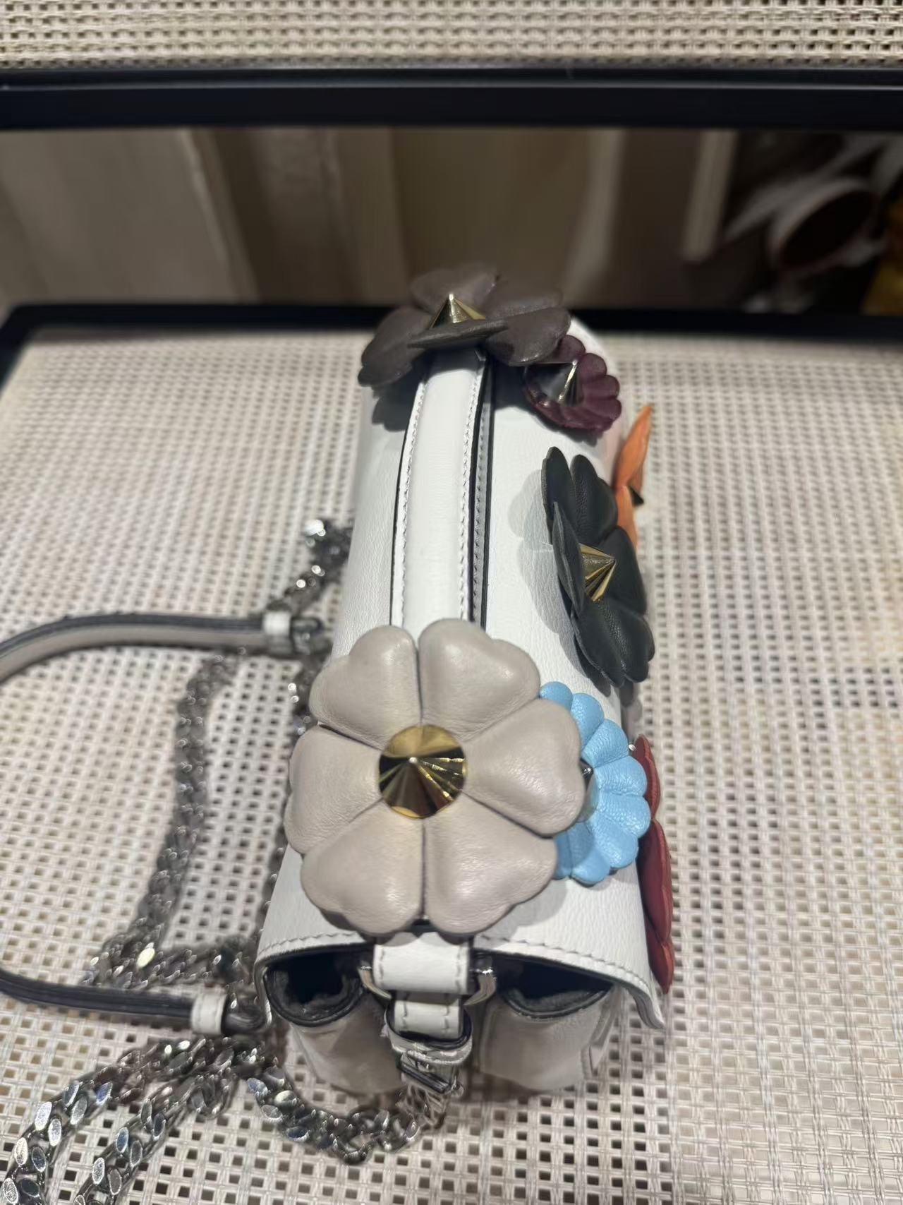 Pre-owned Certified Fendi Flowerland Micro Double Baguette