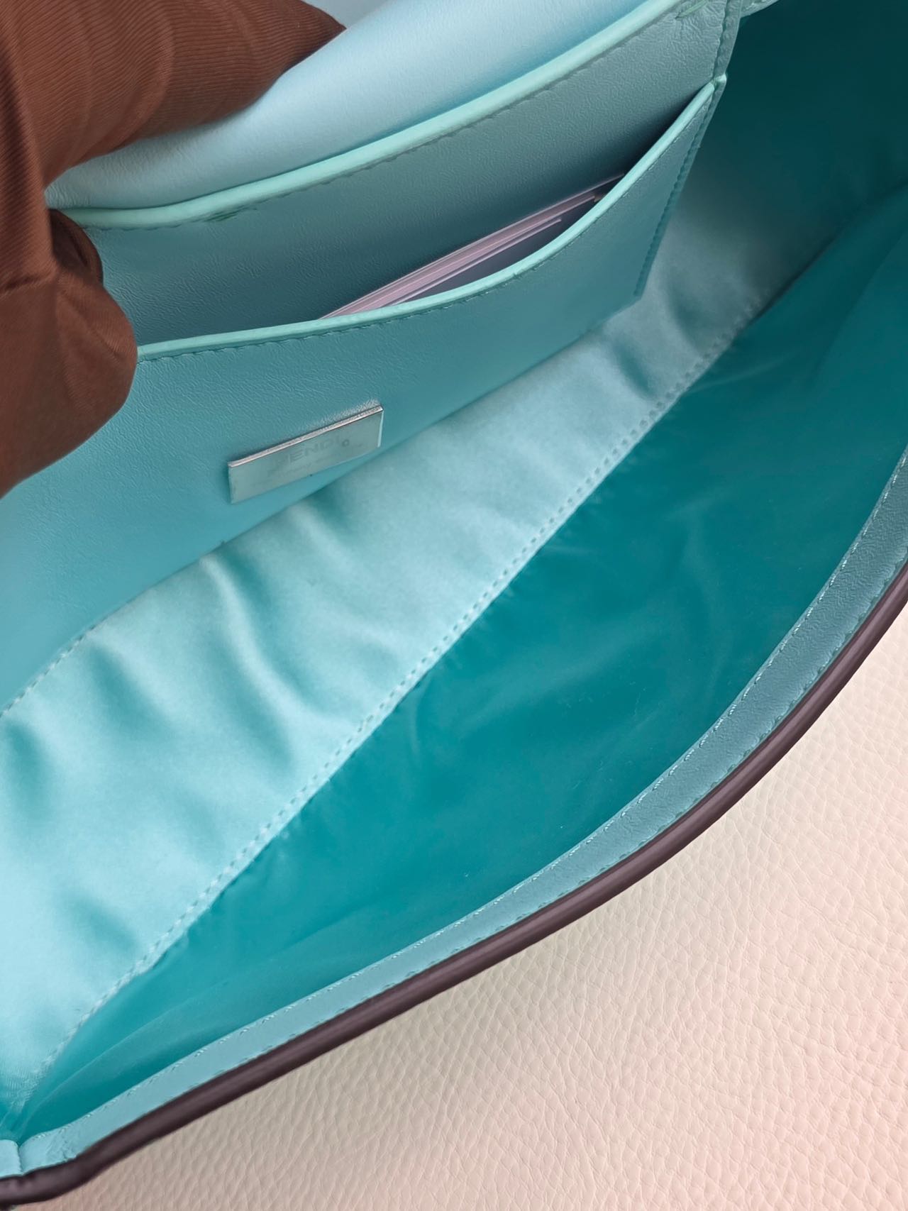 Pre-owned Certified Fendi x Tiffany Co. Special Edition Baguette Medium in Tiffany Blue Calfskin with Silver Hardware, w/ store tag, dust bag