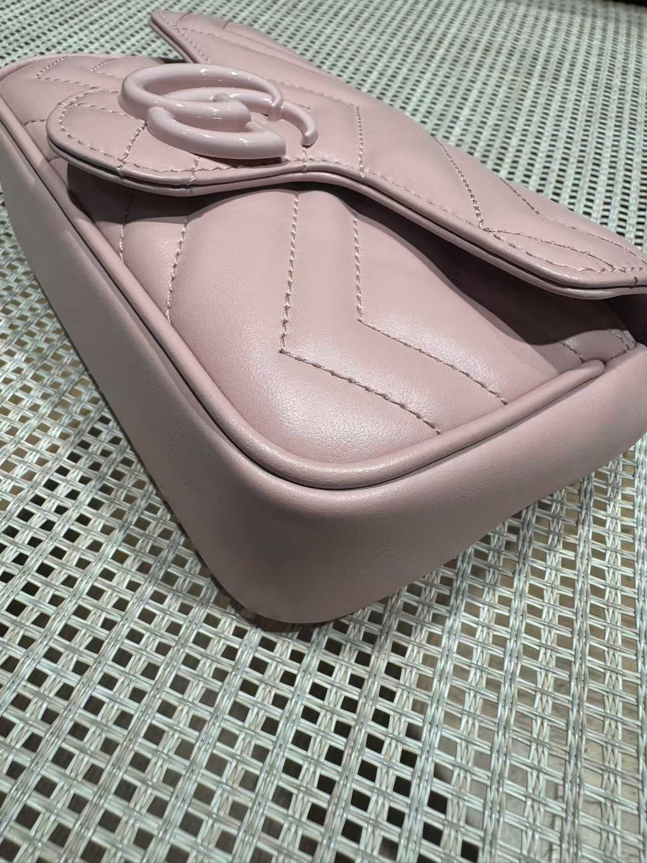 Pre-owned Certified Gucci Marmont Super Mini 2.0 So Pink Calfskin, w/ dust bag